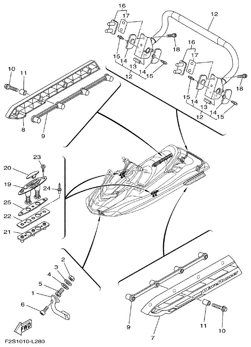 Yamaha FA1800A-M HULL & DECK 2 parts diagram